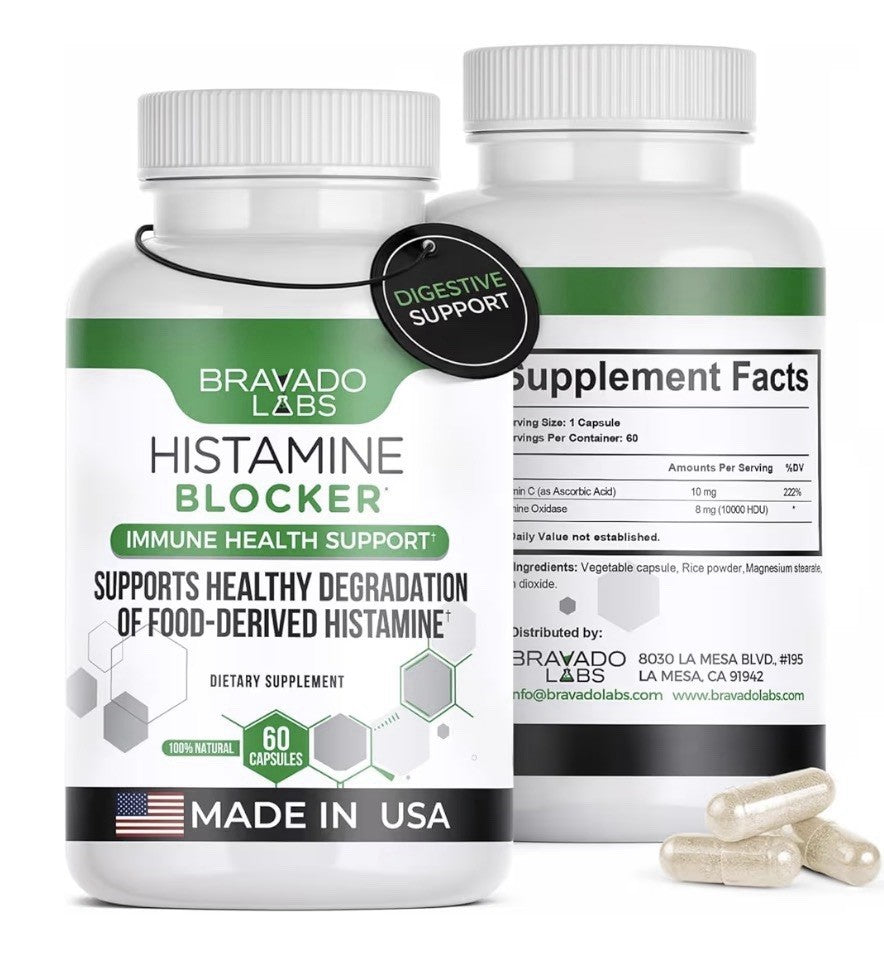 Bravado Labs Histamine Blocker DAO Enzyme Supplements + Diamine Oxidase 30 Caps