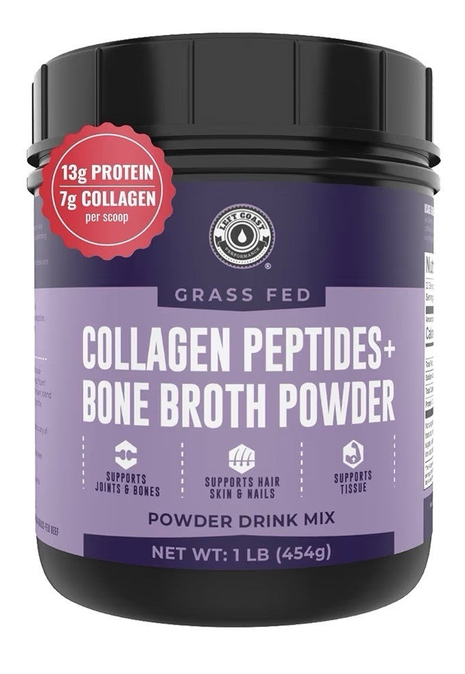 Left Coast Performance Collagen Peptides + Bone Broth Powder Grass Fed 1lb