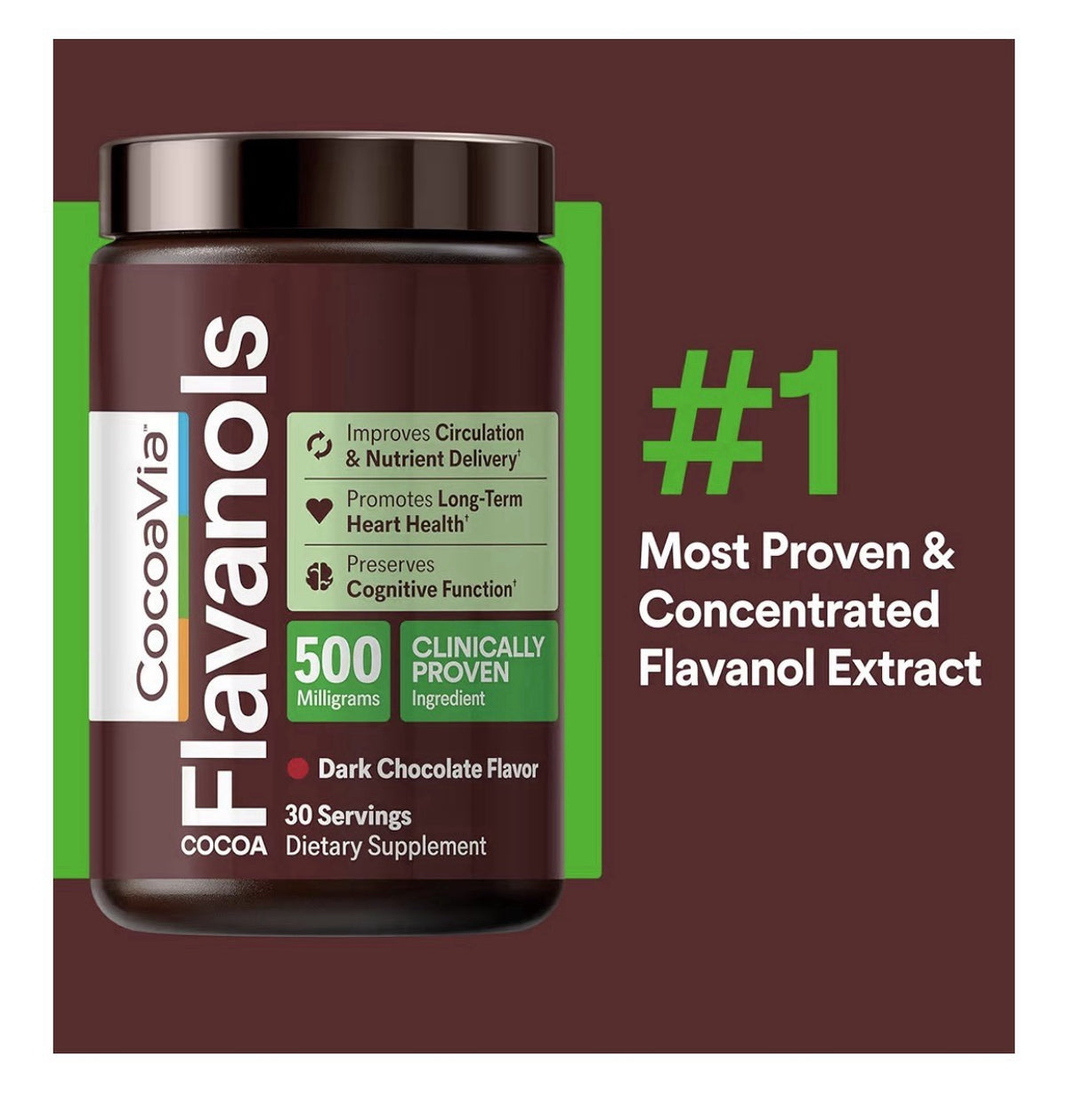 CocoaVia Cocoa Flavanols Powder Cardio Heart Circulation Cognitive Health 2 Pack