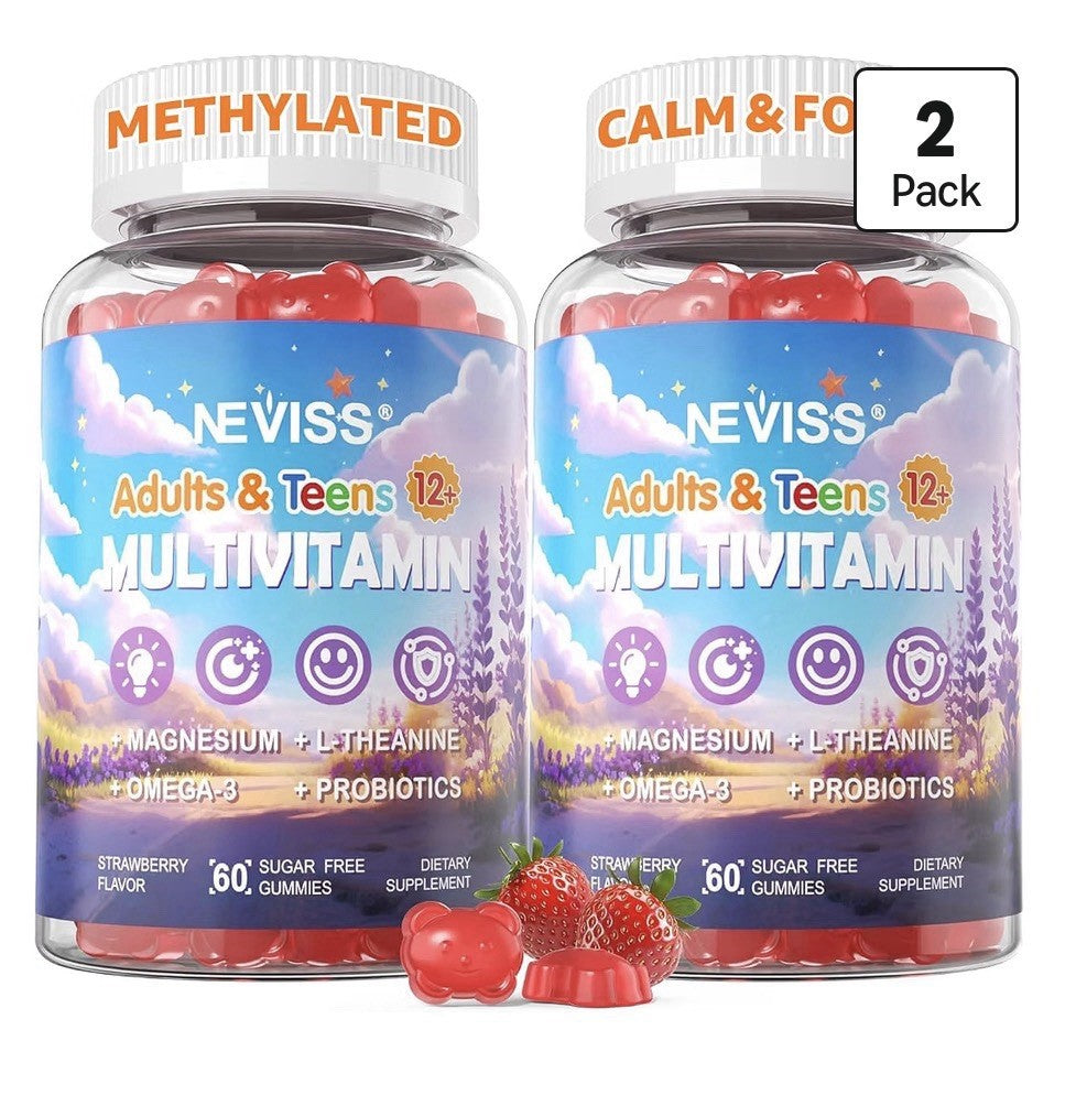 NEVISS Multivitamin Adults & Teens 12+ Calm & Focus 2 Pack 60 Gummies Each Pack
