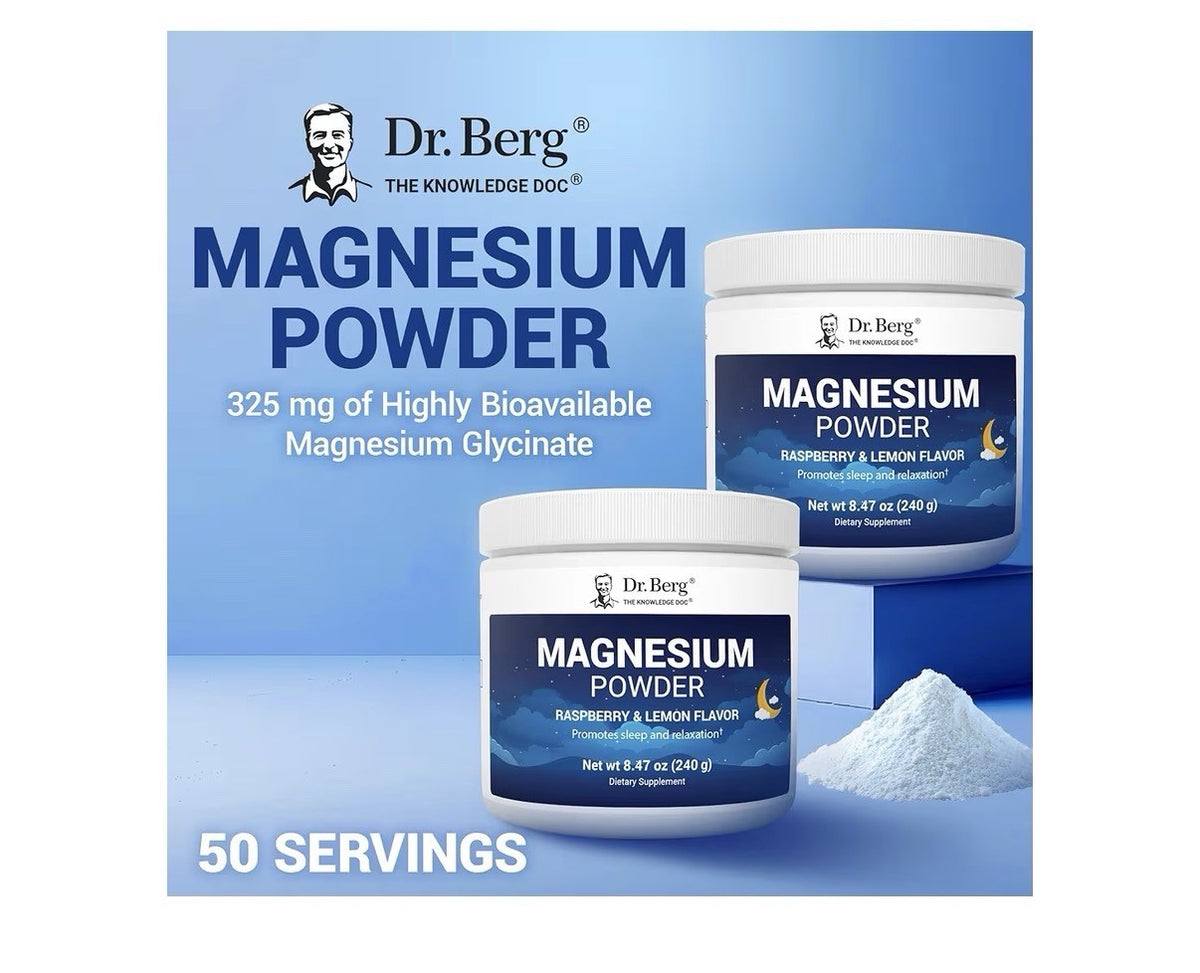 Dr. Berg Magnesium Powder Raspberry Lemon Flavor Sleep Relaxation Stress Relief