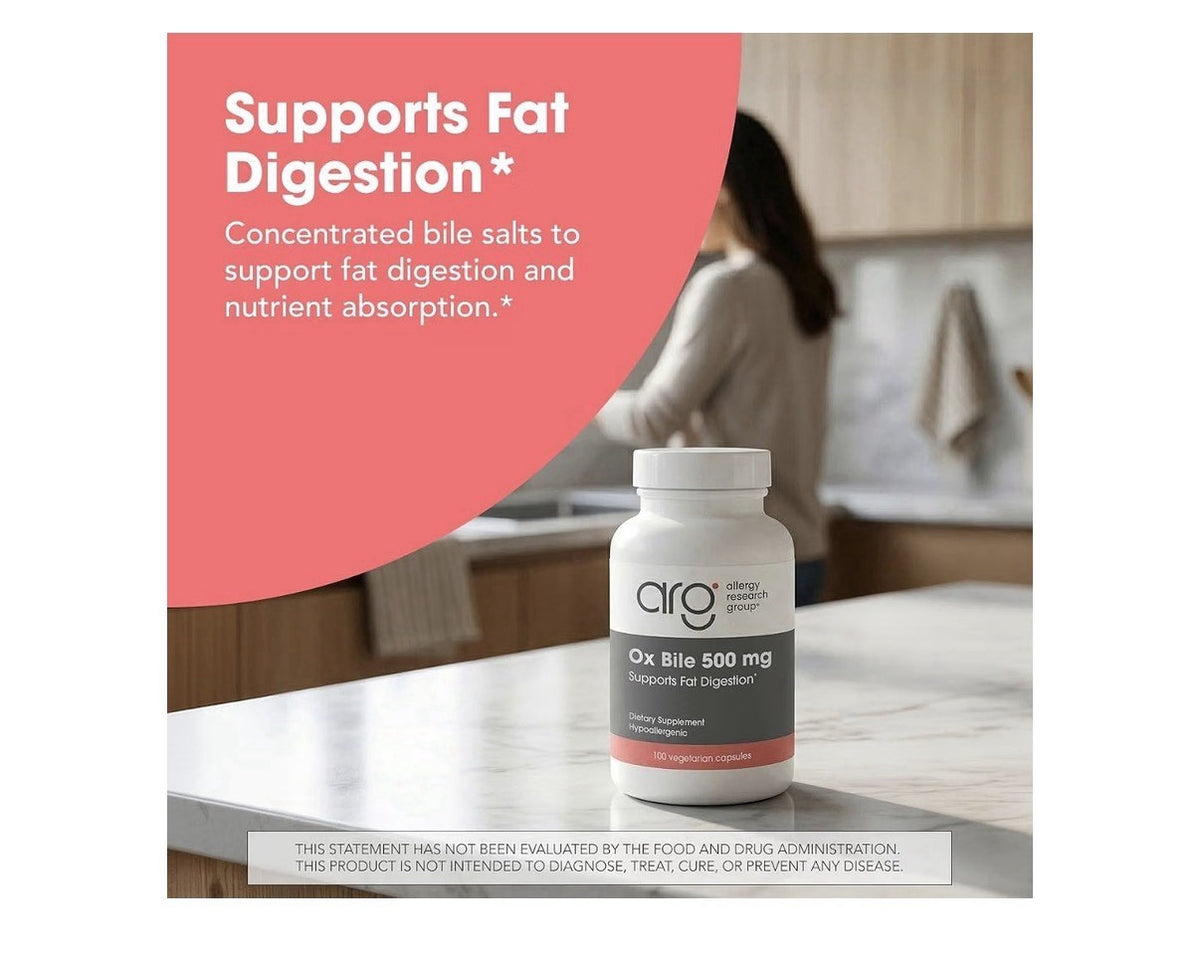 ARG Ox Bile 500 mg Supports Fat Digestion Dietary Supplement 100 Capsules