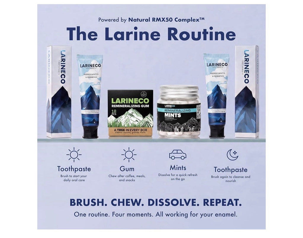 Larineco Remineralizing Gum Hydroxyapatite Xylitol Gum Peppermint Flavor 8 Pack