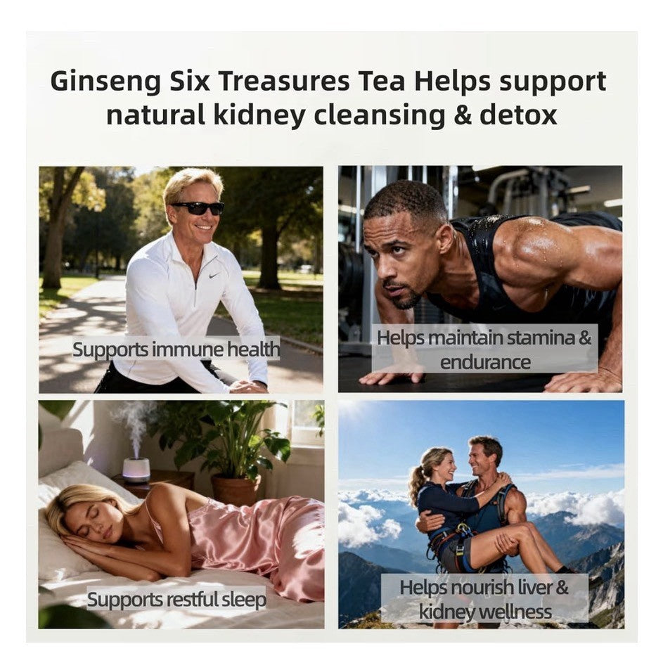 2 Pack VerdantStrand Kidney Tea Formula Ginseng Six Treasure Tea Natural Herbal