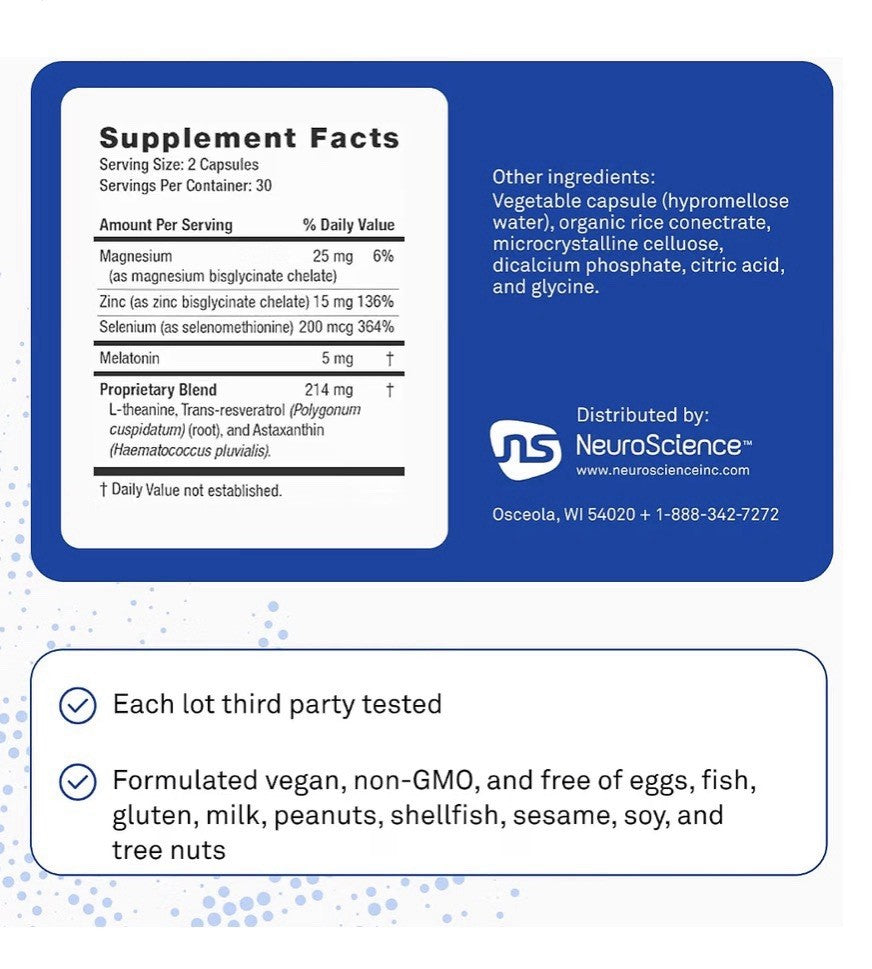 Neuroscience Kavinace OS Sleep Aid Formula Fall Sleep Faster 60 Capsules