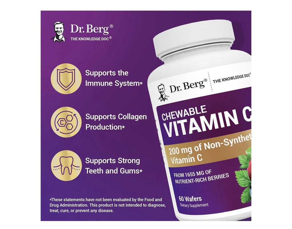 Dr. Berg Chewable Vitamin C Complex Made with Organic Non GMO Berries 60chewable