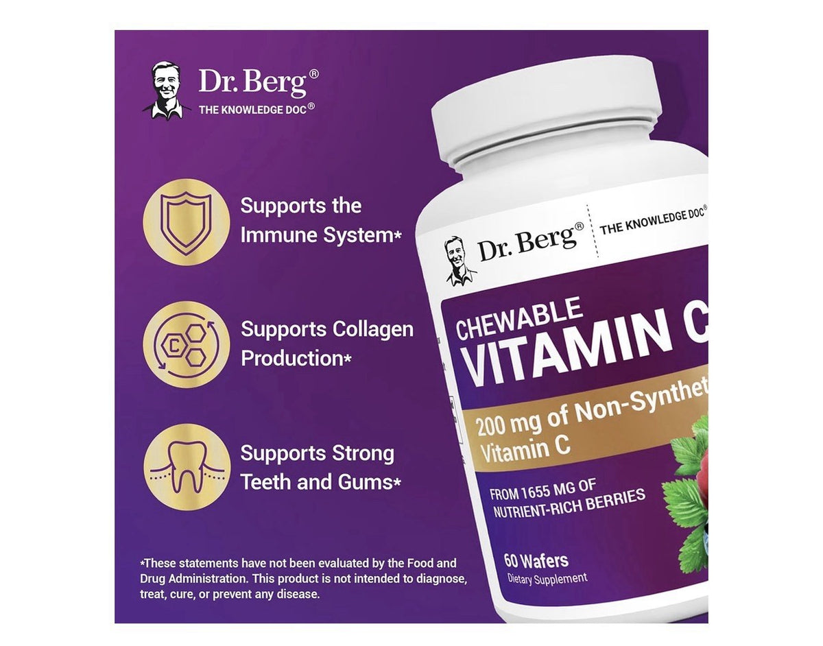 Dr. Berg Chewable Vitamin C Complex Made with Organic Non GMO Berries 60chewable
