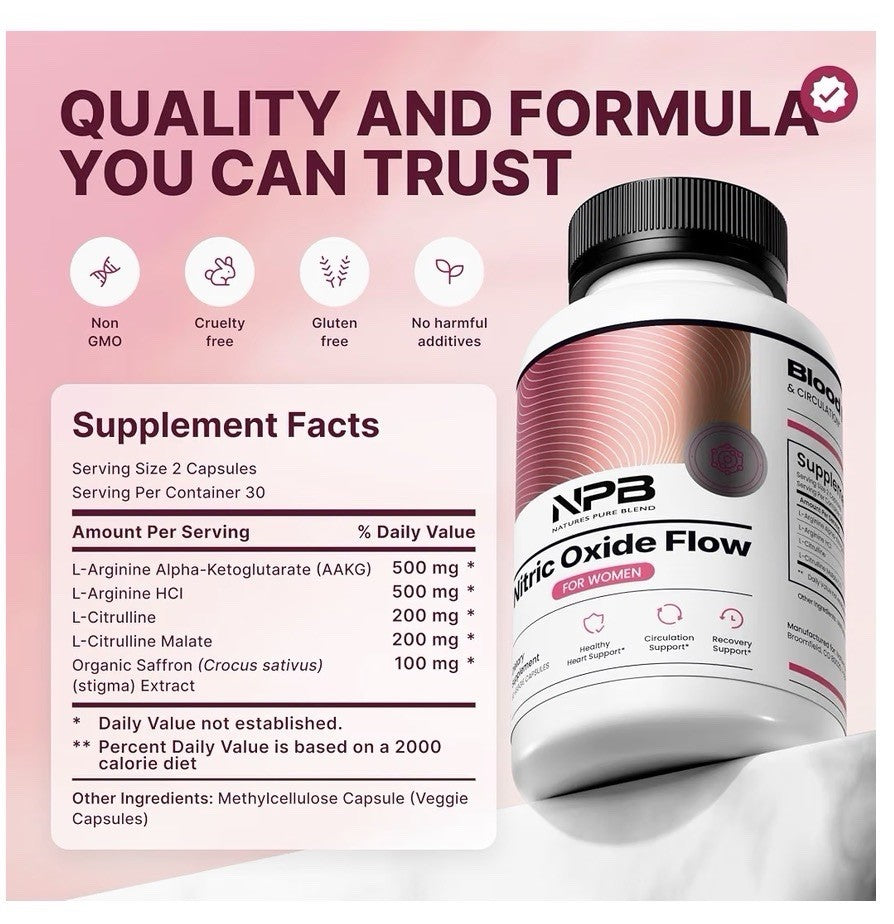 NPB Nitric Oxide Flow Healthy Heart Circulation Recovery Support For Women 60cap