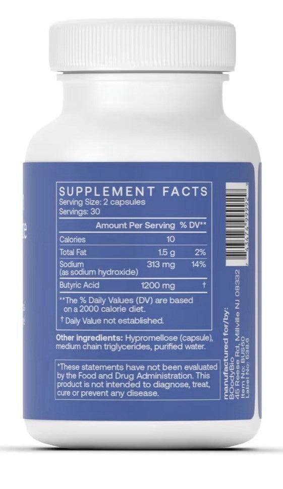 BodyBio Sodium Butyrate Postbiotic Gut Health Digestive Metabolic Balance 60caps