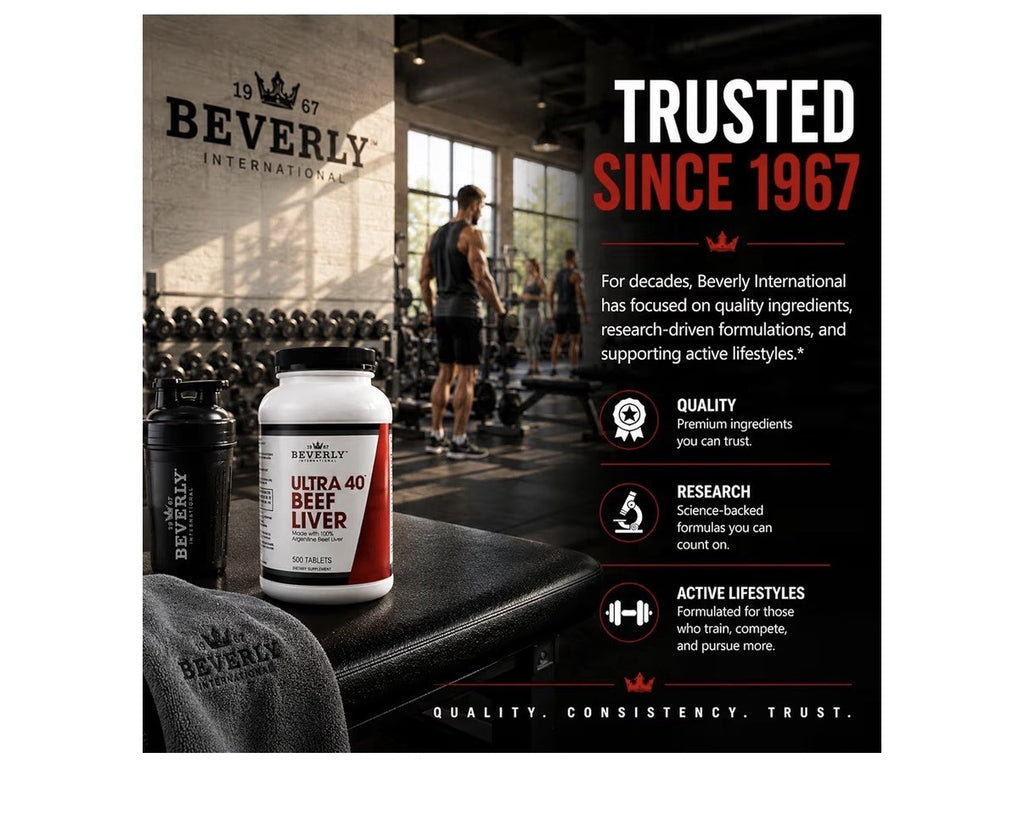 Beverly International Ultra 40 Beef Liver Grass Fed Muscle Growth Stamina 500Tab