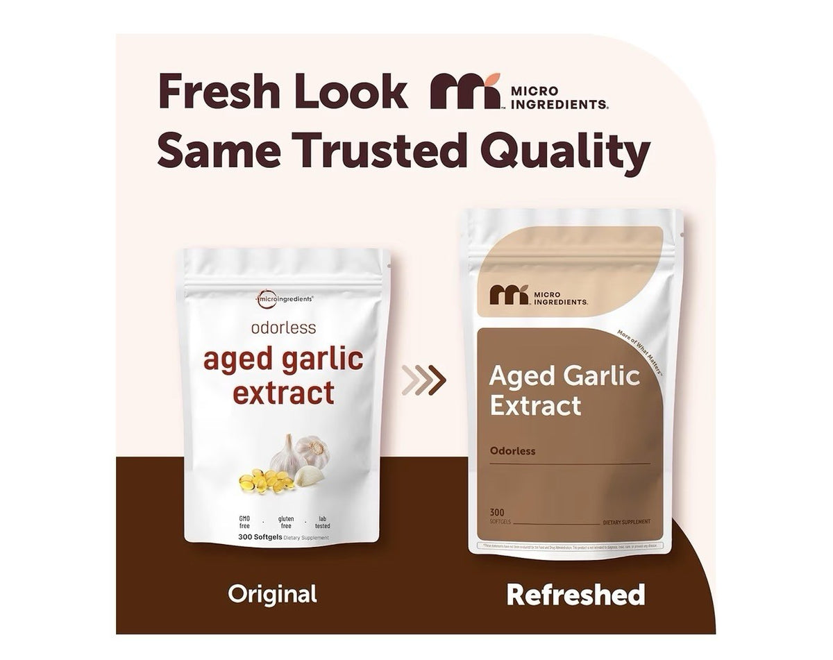 Micro Ingredients Aged Garlic Extract Odorless  2 Years Aged 300 Softgels