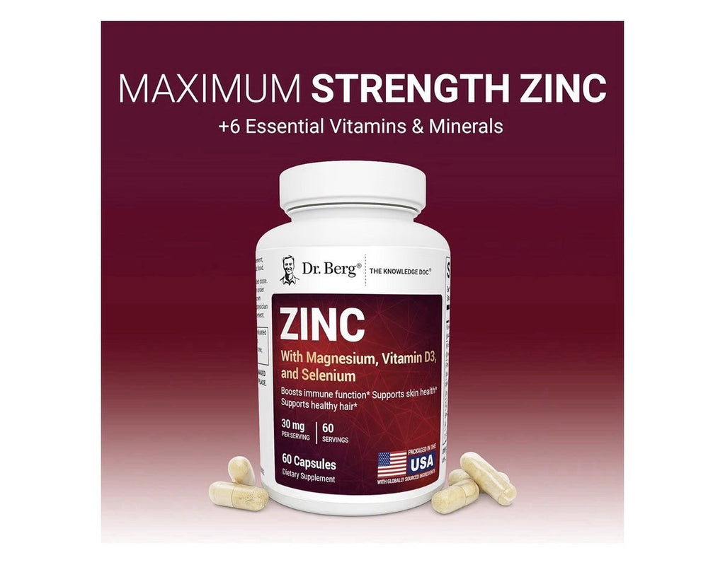 Dr. Berg Zinc With Magnesium Vitamin D3 Selenium Immune Skin Hair Support 60caps