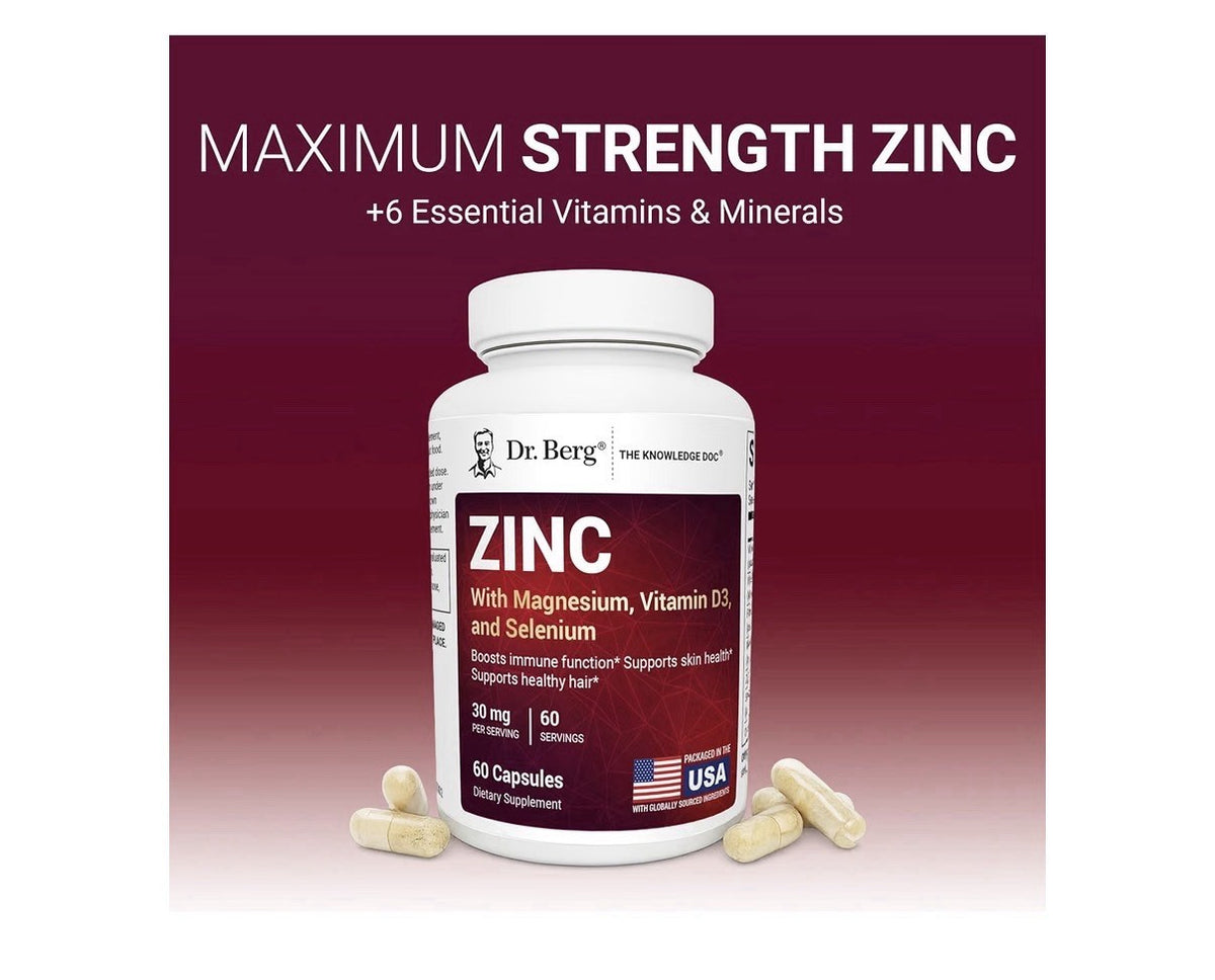 Dr. Berg Zinc With Magnesium Vitamin D3 Selenium Immune Skin Hair Support 60caps