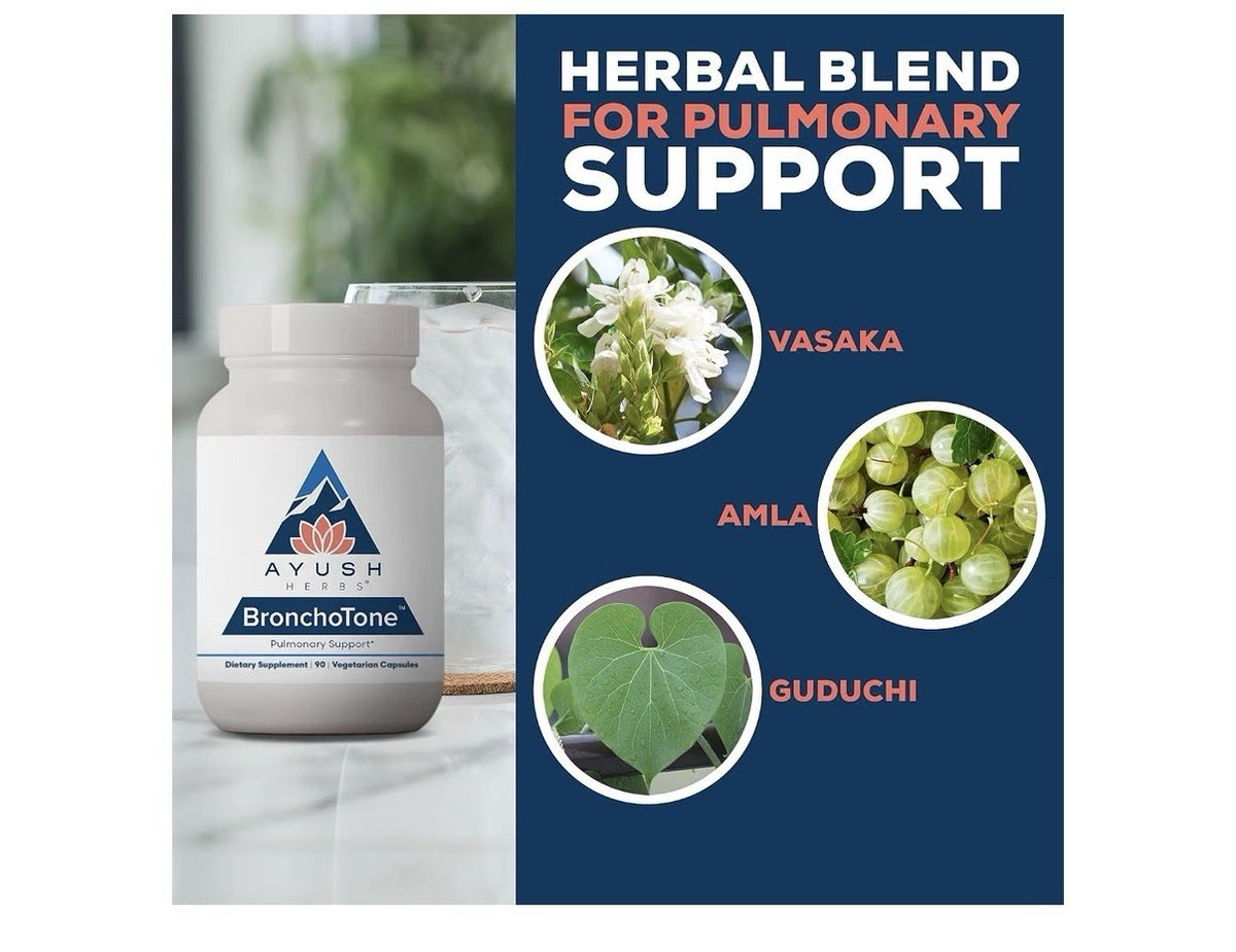 Ayush Herbs Bronchotone Pulmonary Support Bronchial Support For Women &Men 90cap