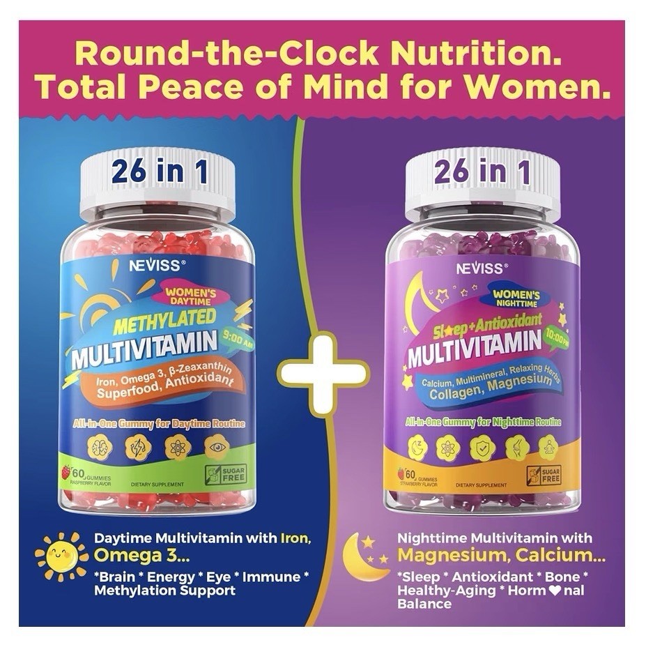 NEVISS Methylated Multivitamin For Day. Sleep + Antioxidant For Night For Women
