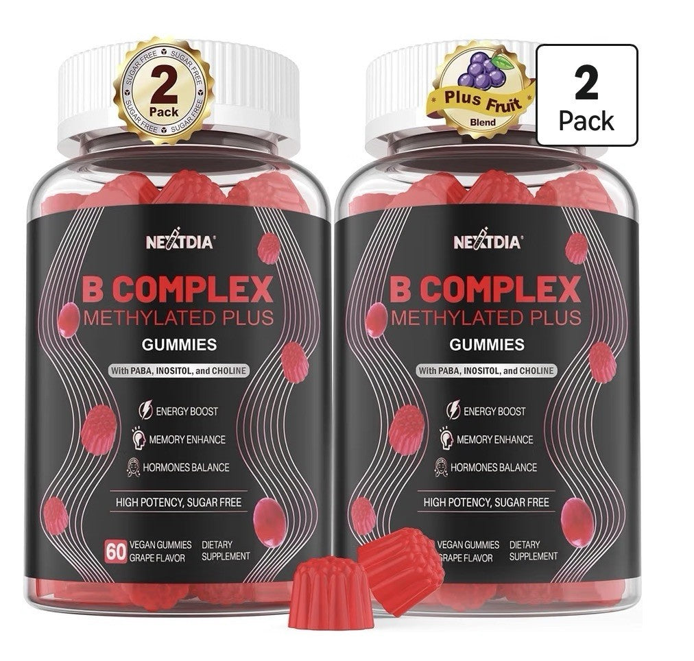 Nextdia B Complex Methylated Plus Gummies for Men & Women B Vitamins 2 Pack