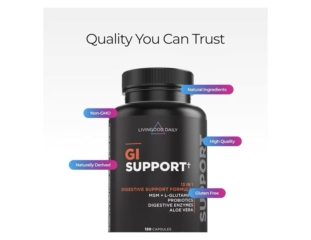 Livingood Daily GI Support Gut Cleanse Detox Supplement 13-in-1 Probiotics 120ca
