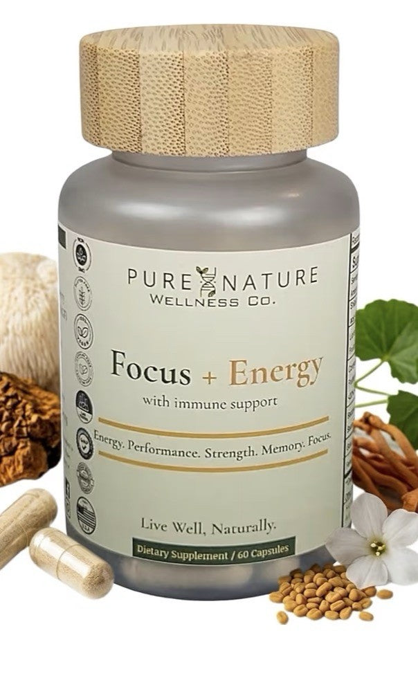 Pure Nature Wellness Focus + Energy Performance Immune Support Nootropic 60 Caps