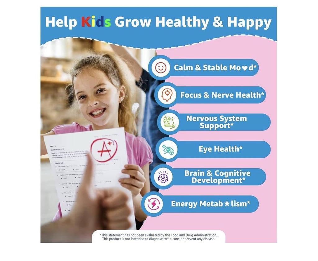 Neviss Saffron Magnesium Glycinate For Kids 4+ Focus Calm Happy Mood 60 Gummies