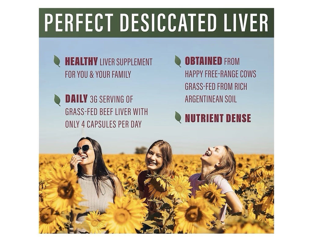 3 Pack Perfect Supplements Desiccated Beef Liver Capsules Grass Fed Supplement