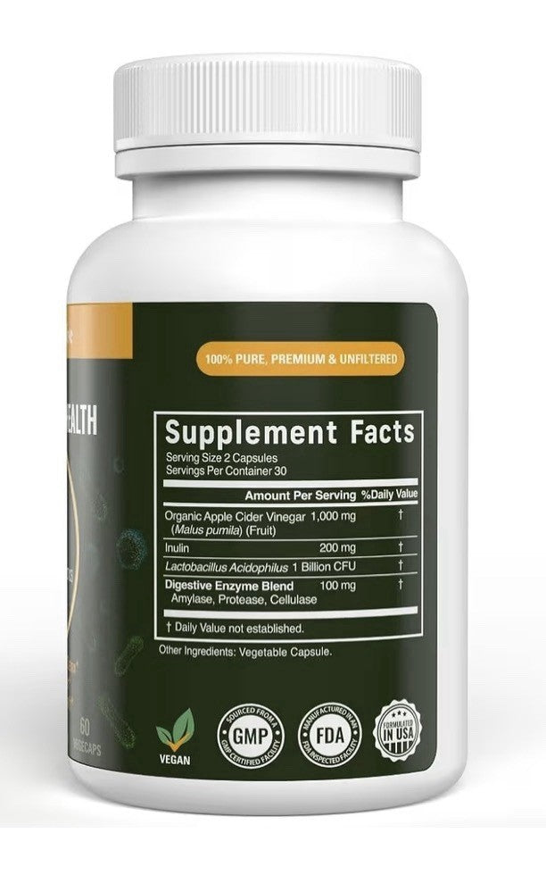 2 Pack Vital Nutritive Vital Gut Health 4inl with Apple Cider Vinegar Prebiotics