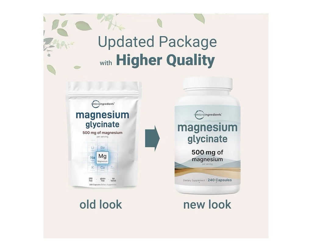 Micro Ingredients Magnesium Glycinate 500mg Per Serving 240 Capsules