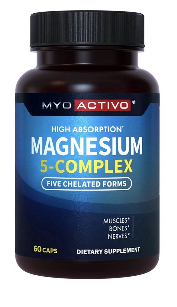 MyoActivo Magnesium 5 Complex Chelated Support Muscles Bones Nerves 60 capsules