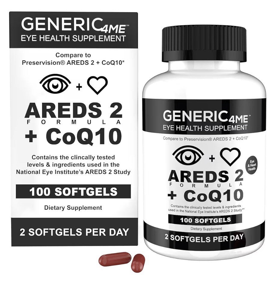 Generic4ME AREDS 2 + CoQ10 for Heart Health Eye Health Support 100 Softgels