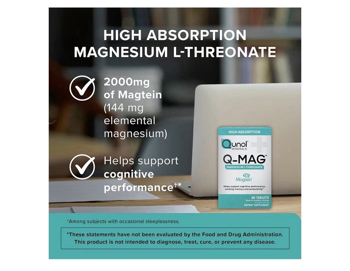 Qunol Q-Mag Magnesium L-Threonate Magtein Cognitive Memory Productivity 60Tablet