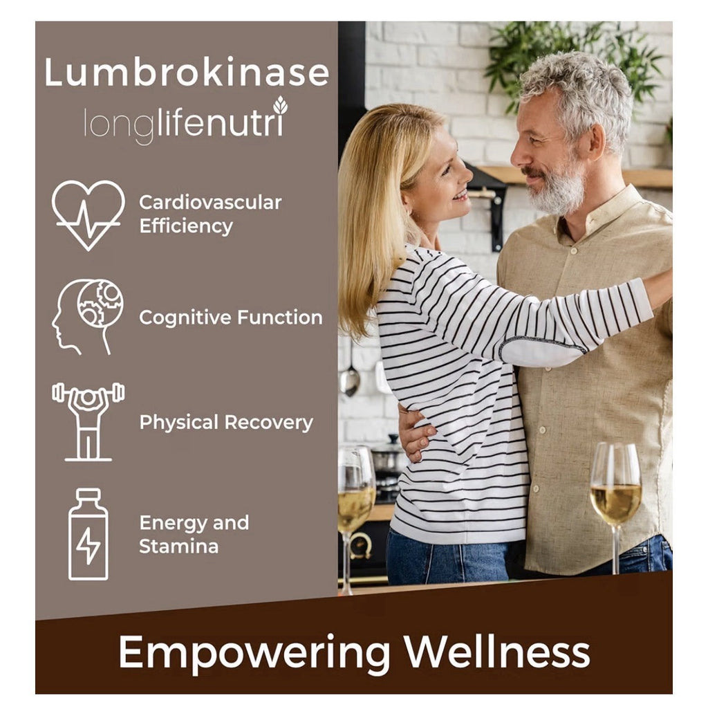 LongLifeNutri Lumbrokinase Premium Enzymes Supplement 100mg Per Serving 120 Caps