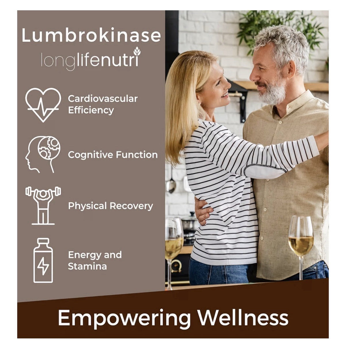 LongLifeNutri Lumbrokinase Premium Enzymes Supplement 100mg Per Serving 120 Caps