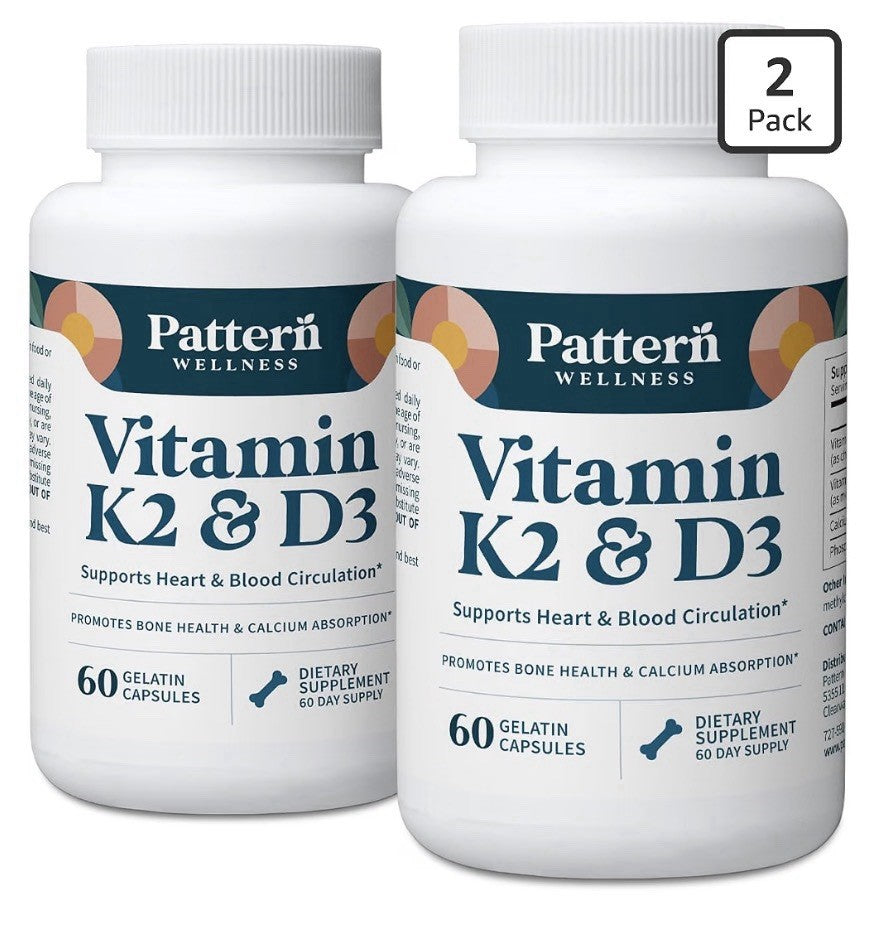 Pattern Wellness Vitamin K2 & D3 Heart Blood Circulation Bone Support 2 Pack
