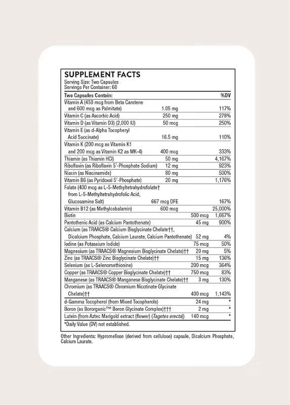 THORNE Basic Nutrients 2/Day Daily Multivitamin & Minerals 120 Capsules