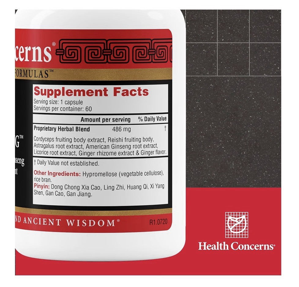 Health Concerns CordySeng Cordyceps Reishi Ginseng Herbal Supplement 60 Capsules