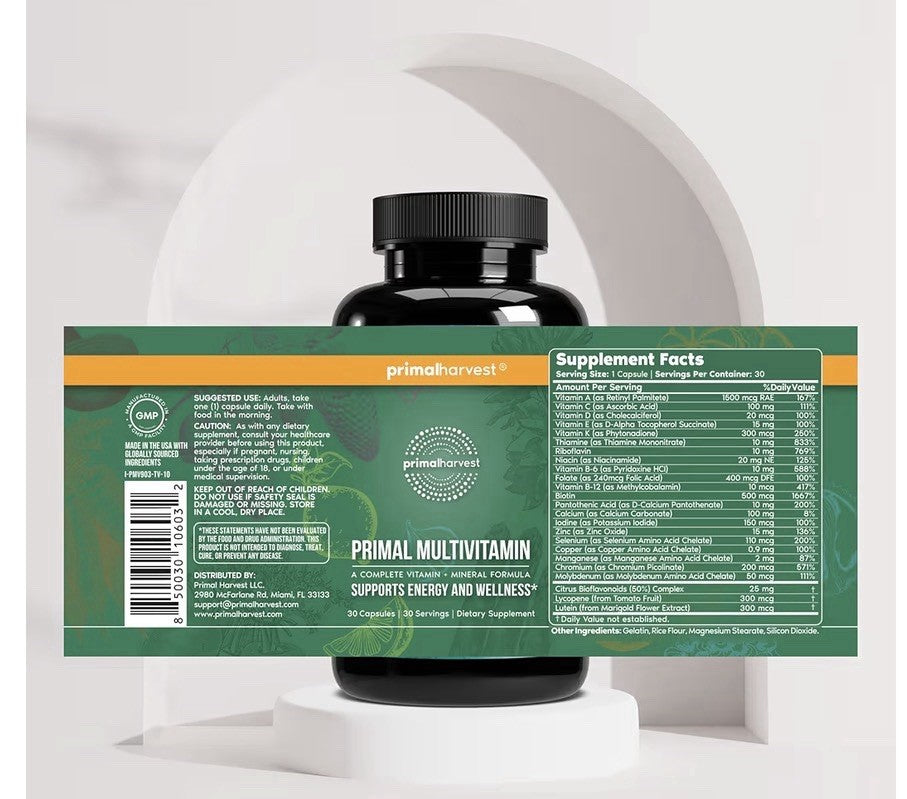 Primal Harvest Primal Multivitamin Daily Vitamin Support Energy Wellness 2 Packs