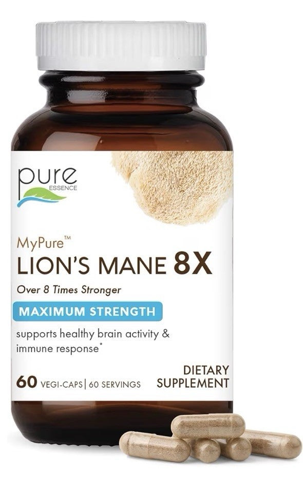 PURE ESSENCE LABS MyPure Lion's Mane 8X Max Strength Brain Focus Support 60 Caps