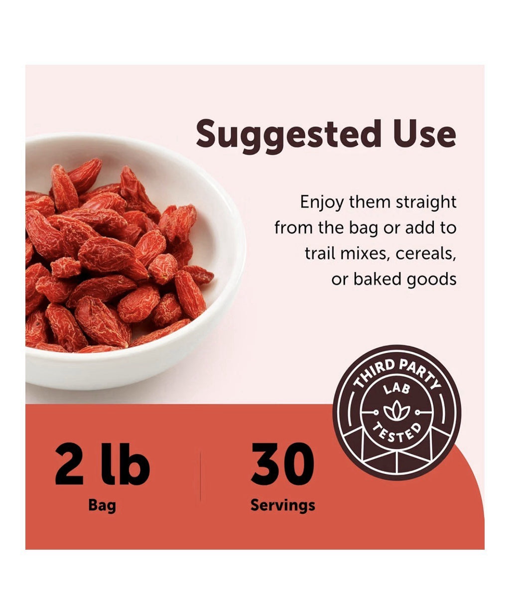 Micro Ingredients Organic Goji Berries Large Whole Sun Dried Berries 2lbs