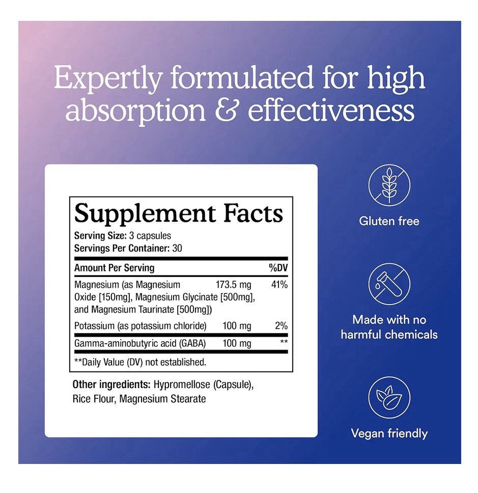 MitoQ Triple Magnesium Complex Cellular Strength Calm Mind Steady Heart 90 Caps