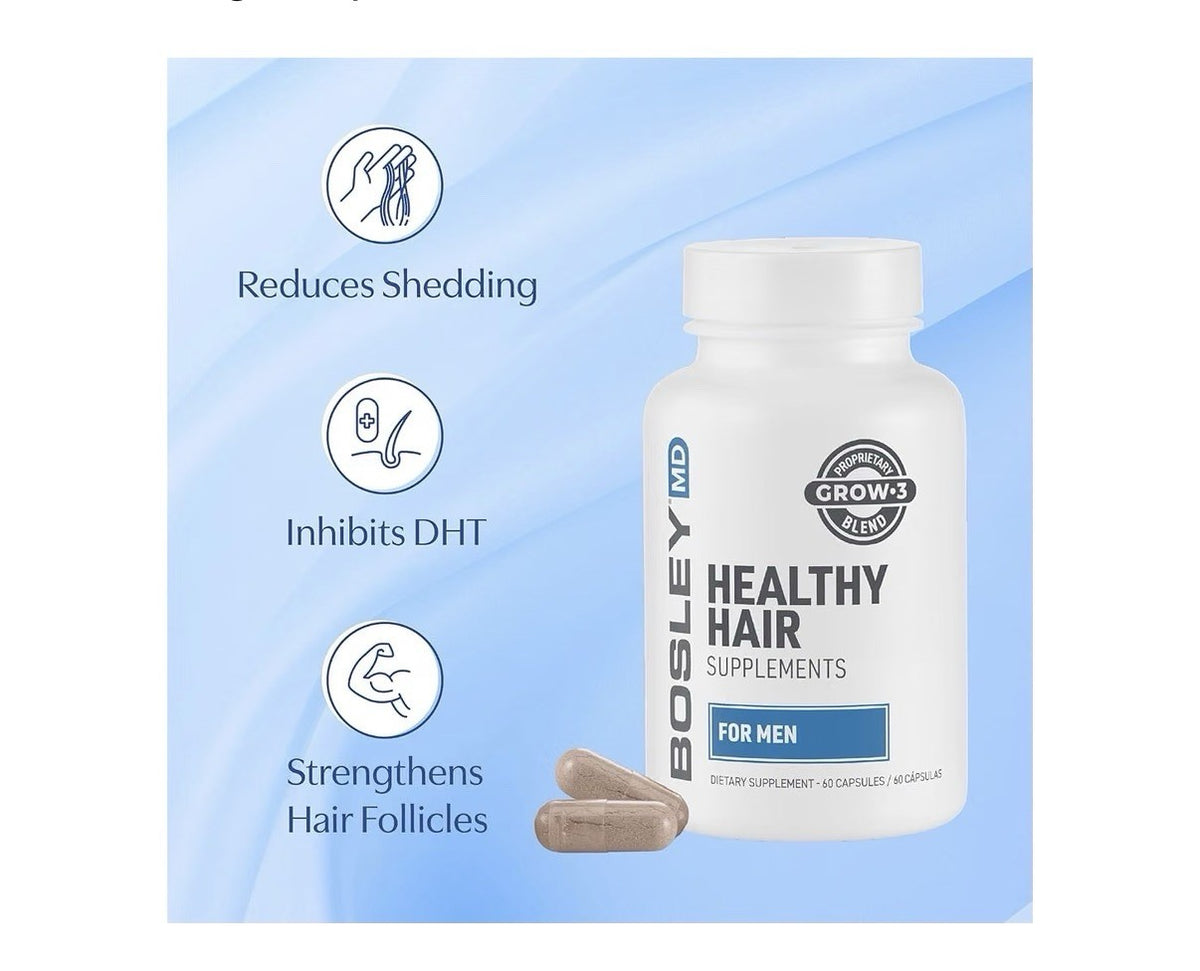 BosleyMD Healthy Hair Supplements For Men DHT-Blocking Botanicals 60 Capsules