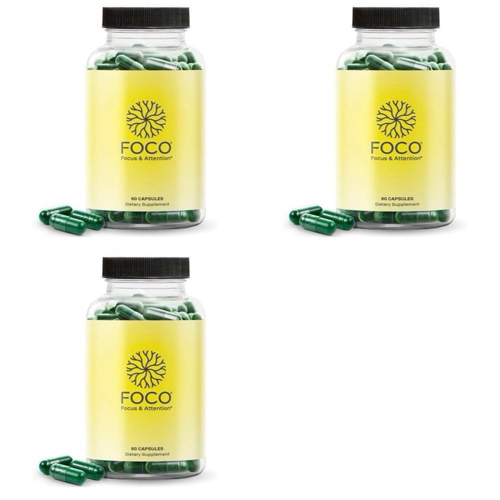 FOCO Focus & Attention Natural Supplement for Teens & Adults 3 Pack