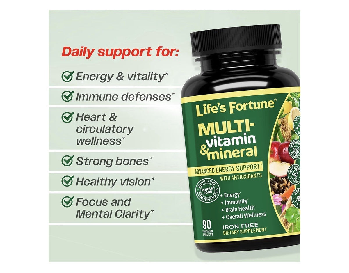 Life's Fortune Multivitamin Mineral Energy Immunity Brain Overall Wellness 60Tab
