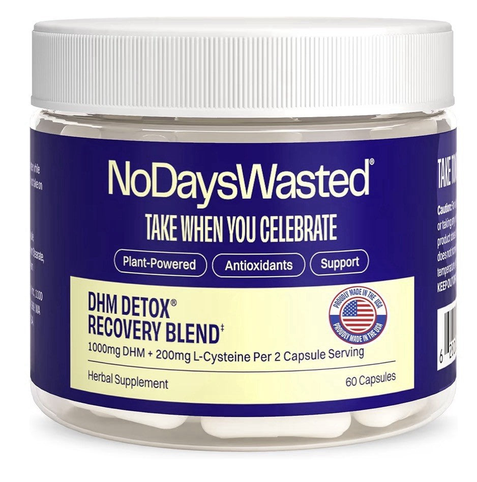 No Days Wasted Take When You Celebrate DHM Detox 60 Capsules (30 Servings) Jar