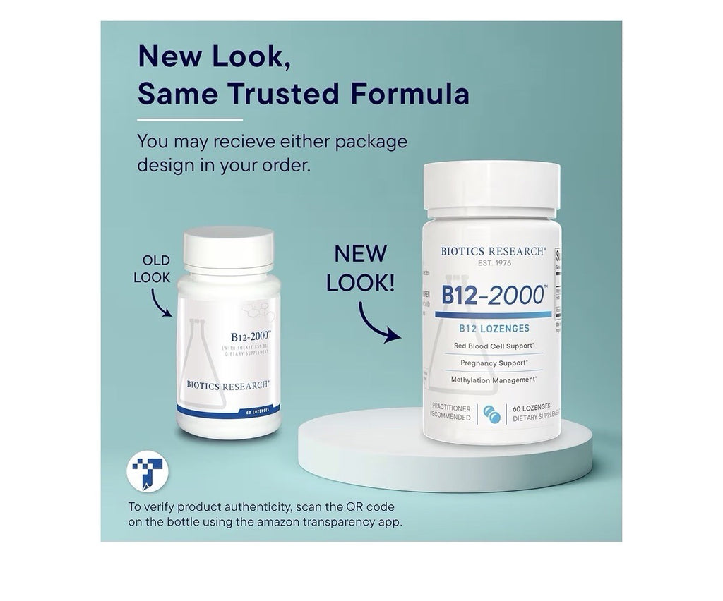 Biotics Research B12-2000™ mcg Vitamin B12, B6 Red Blood Cell Support 60Lozenges