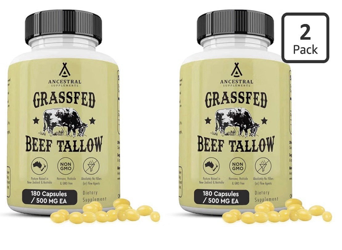 2 Pack Ancestral Supplements Beef Tallow Grass Fed Pasture Raised Supplement