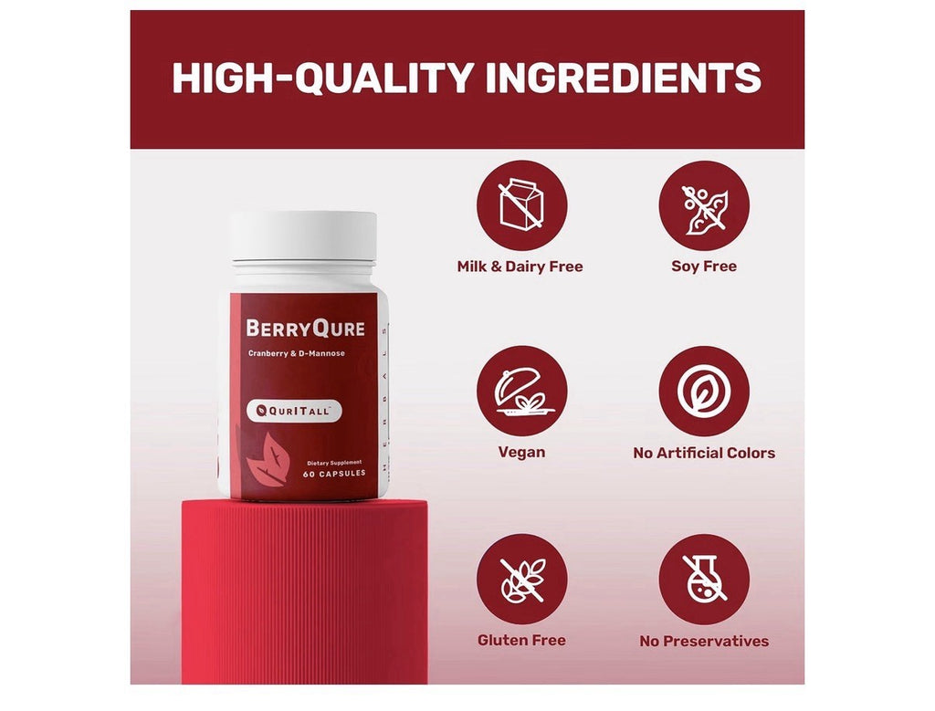QurltAll BerryQure Cranberry & D-Mannose Women Urinary Tract Health Support 60ca