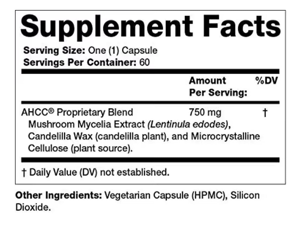 Olympian Labs Premium AHCC Supplement 750mg per Capsule Immune Liver Support 30c