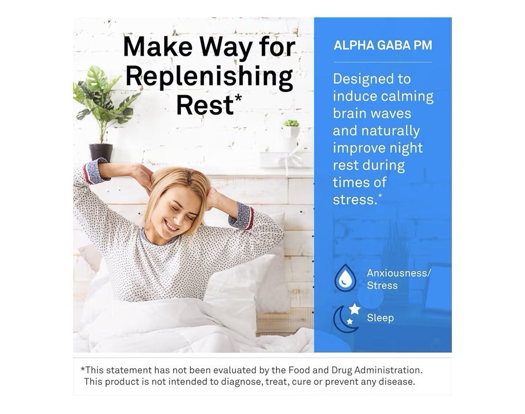 Neuroscience Alpha GABA PM Sleep Aid Calming Stress Support Brain Health 60 Caps