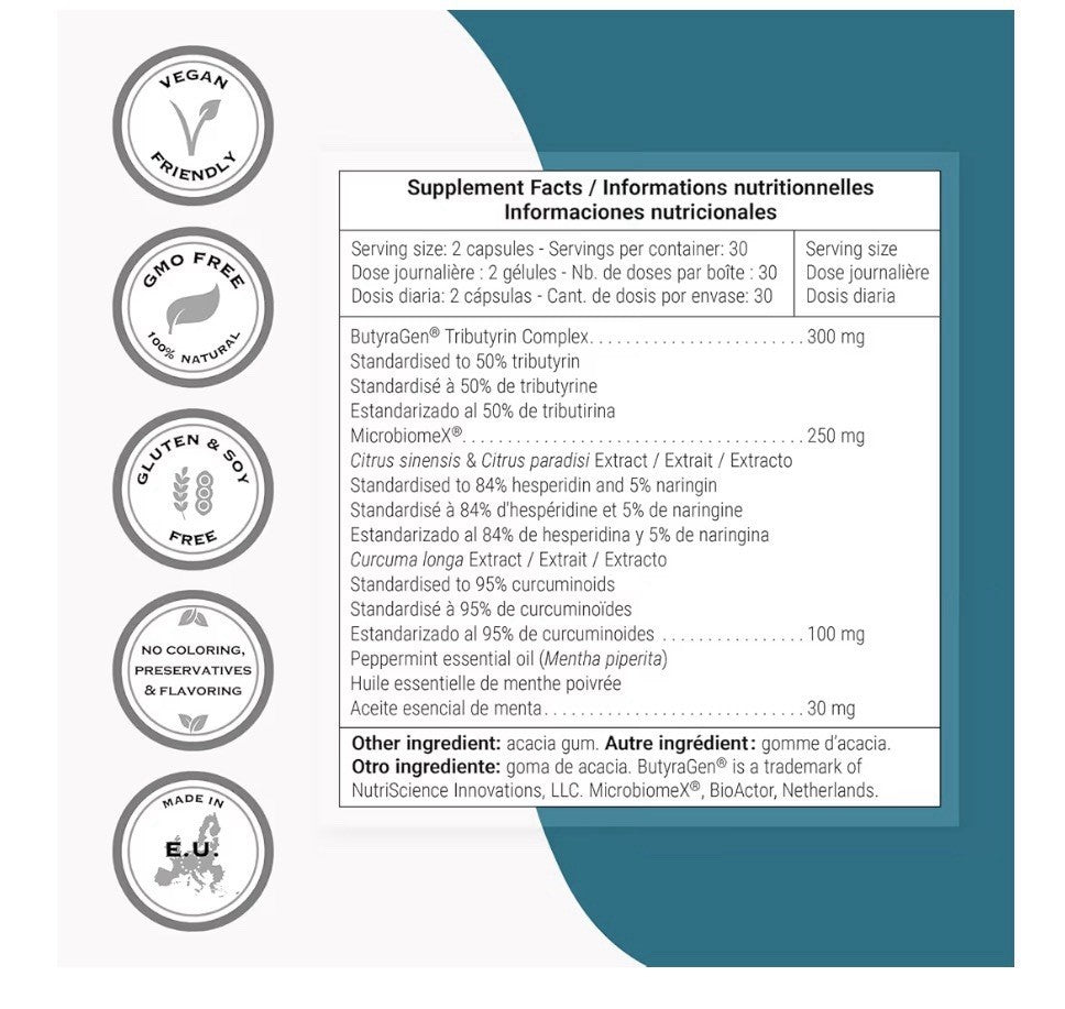 Supersmart Butyrate Colon Formula Advanced Formula With Turmeric 60 Capsules