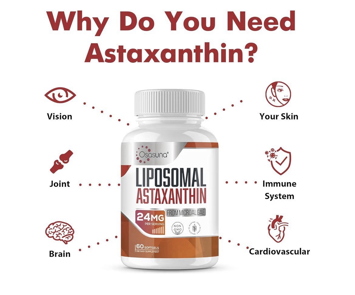 2 Pack Osasuna Liposomal Astaxanthin Supplement 24 MG Maximum Absorption