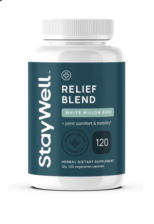 StayWell Relief Bled Pain Relief White Willow Bark Joint Comfort Mobility 120cap